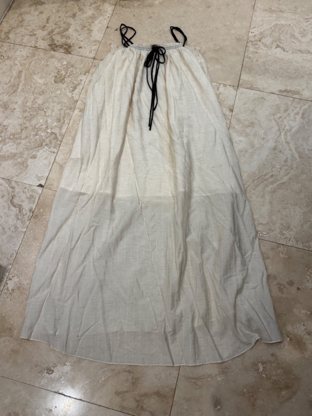 Promesa Maxi Dress Women Small Off White Lined Adjustable Straps & Chest -NWOT
